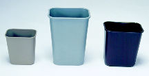 CAN TRASH PLASTIC 10 GALLON GRAY COLOR SQUARE - Trash Cans: Plastic